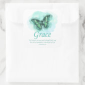 Christelijke bijbel vlinder voor vrouwen: Grace Vierkante Sticker (Tas)