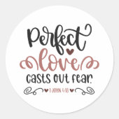 Christelijke Bijbel ✝️ Volmaakte liefde werpt angs Ronde Sticker (Voorkant)