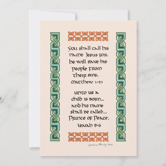 Christelijke bijbelkalligrafie Keltische knoop Feestdagenkaart (Voorkant)