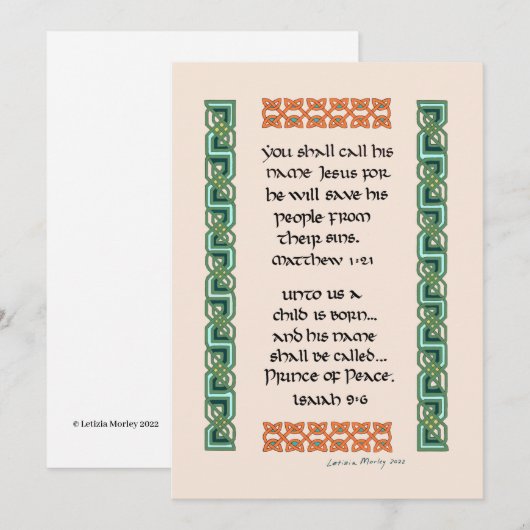 Christelijke bijbelkalligrafie Keltische knoop Feestdagenkaart (Voorkant / Achterkant)