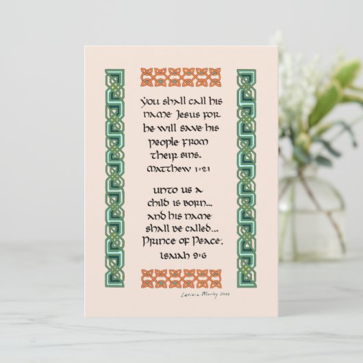 Christelijke bijbelkalligrafie Keltische knoop Feestdagenkaart (Staand voorkant)