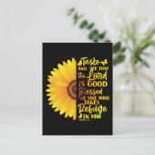 Christelijke bijbelsalm 34:8 zonnebloemventiel feestdagenkaart (Staand voorkant)