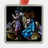 Christelijke Bijbelscènes Vrouwe bij de bron Metalen Ornament (Voorkant)