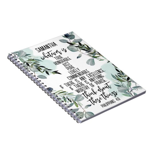 Christelijke Bijbelse Filippijnen 4 8 Eucalyptus Notitieboek (Rechterzijde)