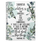 Christelijke Bijbelse Filippijnen 4 8 Eucalyptus Notitieboek (Voorkant)