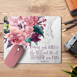 Christelijke Bijbelse  Floral Marble Verse Muismat<br><div class="desc">Christelijke,   Bijbel Bijbelse Muismat met Proverbs 16:3 in  typografie tegen de achtergrond van klassieke marmer en zachte,  waterverf rozen en bloemen.</div>
