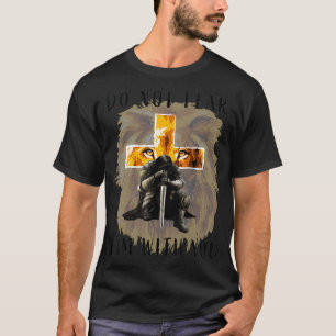 Christelijke Bijbelse Mannen Lion Faith Fear Relig T-shirt