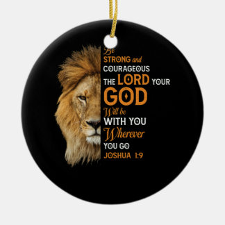 Christelijke Bijbelse Verse Joshua 1 9 Lion Faith Keramisch Ornament