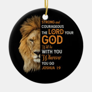 Christelijke Bijbelse Verse Joshua 1 9 Lion Faith Keramisch Ornament