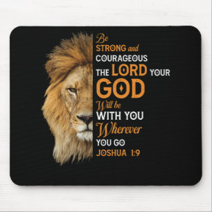 Christelijke Bijbelse Verse Joshua 1 9 Lion Faith Muismat