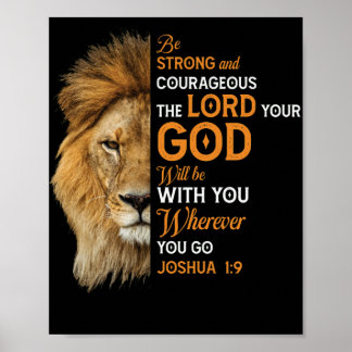 Christelijke Bijbelse Verse Joshua 1 9 Lion Faith Poster