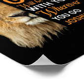 Christelijke Bijbelse Verse Joshua 1 9 Lion Faith Poster (Hoek)