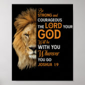 Christelijke Bijbelse Verse Joshua 1 9 Lion Faith Poster (Voorkant)