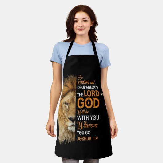 Christelijke Bijbelse Verse Joshua 1 9 Lion Faith Schort (Gedragen)