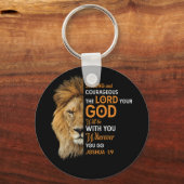 Christelijke Bijbelse Verse Joshua 1 9 Lion Faith Sleutelhanger (Voorkant)