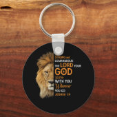 Christelijke Bijbelse Verse Joshua 1 9 Lion Faith Sleutelhanger (Voorkant)