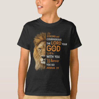 Christelijke Bijbelse Verse Joshua 1 9 Lion Faith T-shirt