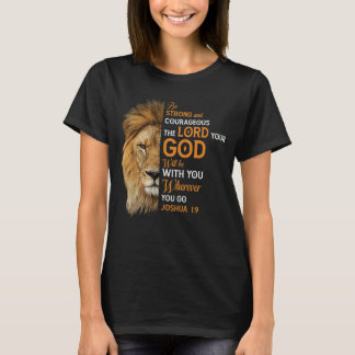 Christelijke Bijbelse Verse Joshua 1 9 Lion Faith T-shirt