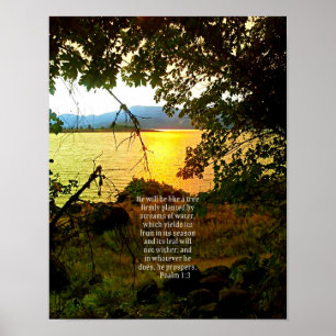 Christelijke Bijbelse Verse Lake Landscape Creatio Poster