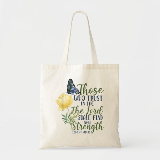Christelijke Bijbelse vlindervlinderbloemflank Isa Tote Bag (Voorkant)