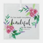 Christelijke bijbelse Waterverf bloemen mooi Glas Ornament (Voorkant)