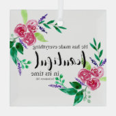 Christelijke bijbelse Waterverf bloemen mooi Glas Ornament (Achterkant)