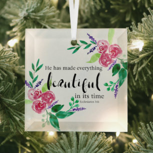 Christelijke bijbelse Waterverf bloemen mooi Glas Ornament