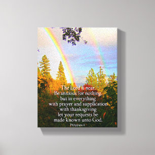 Christelijke bijbelsscriptie regenboog canvas afdruk