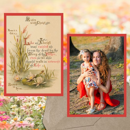 Christelijke Bijbeltekst Christus is opgestaan Fot Feestdagenkaart