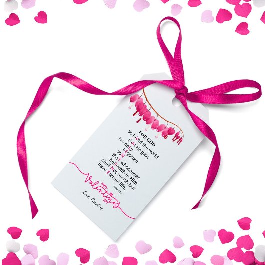 Christelijke Bijbeltekst Roze Valentijnsdag Cadeaulabel