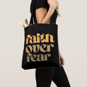 Christelijke Bijbelvers citaten Geloof boven Angst Tote Bag