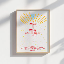 Christelijke Bijbelvers Jezus Johannes 8 12 Poster