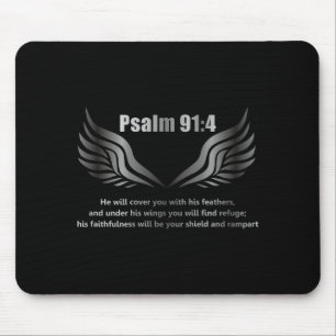 Christelijke Bijbelvers Quote Psalm 91 4 Ontwerp O Muismat