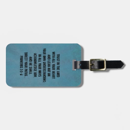 Christelijke Bijbelvers Spreuken 3:5-6 Bagagelabel (Voorkant horizontaal)