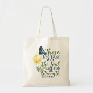 Christelijke Bijbelvers Vlinder Roos Bloem Jesaja Tote Bag