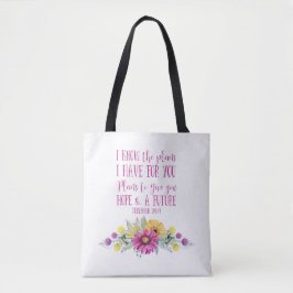 Christelijke Bijbelvers Waterverf Bloemen Tote Bag