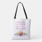 Christelijke Bijbelvers Waterverf Bloemen Tote Bag (Achterkant)
