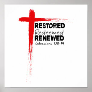 Christelijke Bijbelverse Colossians 1:13-14 Kruis Poster
