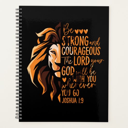 Christelijke Bijbelverse Joshua 1:9 Lion Planner (Voorkant)