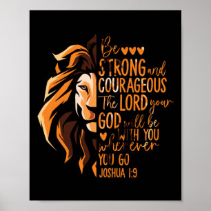 Christelijke Bijbelverse Joshua 1:9 Lion Poster