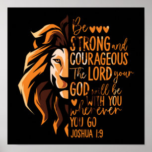 Christelijke Bijbelverse Joshua 1:9 Lion Poster