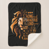 Christelijke Bijbelverse Joshua 1:9 Lion Sherpa Deken (Voorkant)