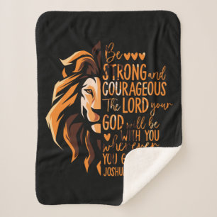 Christelijke Bijbelverse Joshua 1:9 Lion Sherpa Deken