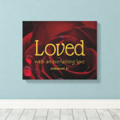 Christelijke Bijbelverse LOVED Valentijnsdag Canvas Afdruk (Insitu (Houten vloer))