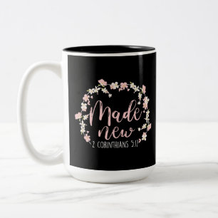 Christelijke Bijbelverse nieuwe 2 corinthians 5:17 Tweekleurige Koffiemok