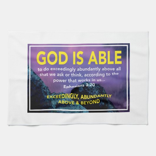 Christelijke bijbelversie | GOD IS IN STAAT Theedoek (Horizontaal)