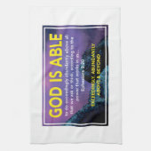 Christelijke bijbelversie | GOD IS IN STAAT Theedoek (Verticaal)