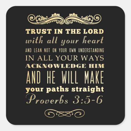 Christelijke Bijbelversie met scripts - Proverbs 3 Vierkante Sticker (Voorkant)