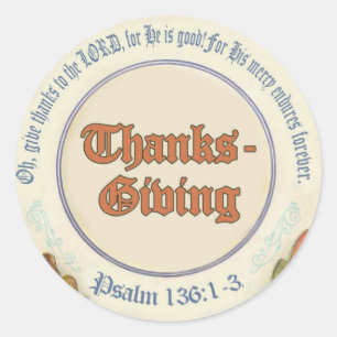Christelijke Bijbelversie-Thanksgiving Ronde Sticker