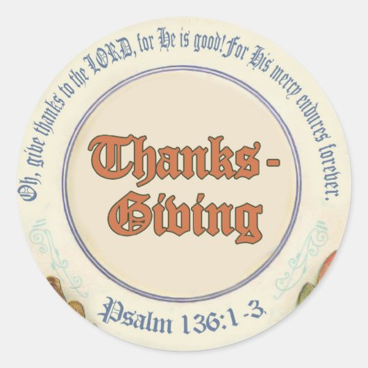 Christelijke Bijbelversie-Thanksgiving Ronde Sticker (Voorkant)